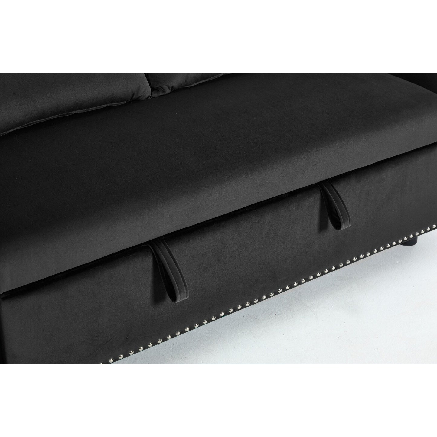 55 Velvet Convertible 3-in-1 Sleeper Sofa Bed with Reclining Backrest, Side Pockets, and 2 Pillows