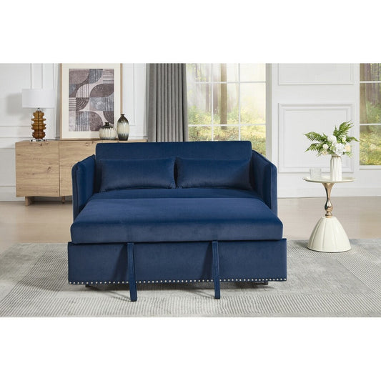 55 Velvet Small Loveseat Lounge Couches with 2 Pillows and Reclining Backrest - 2 Seat