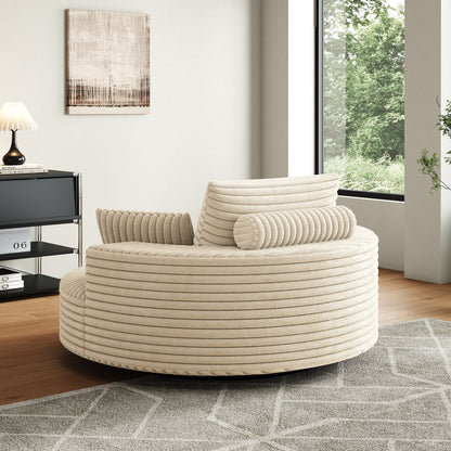 55L Corduroy Chenille Foam Single Swivel Chair, Fluffy Modern Sleeper, 360 Degree Swivel Chair, Lounge and Projection Room