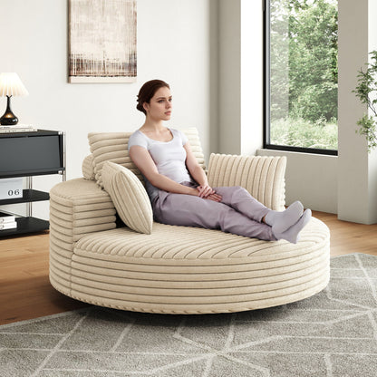 55L Corduroy Chenille Foam Single Swivel Chair, Fluffy Modern Sleeper, 360 Degree Swivel Chair, Lounge and Projection Room