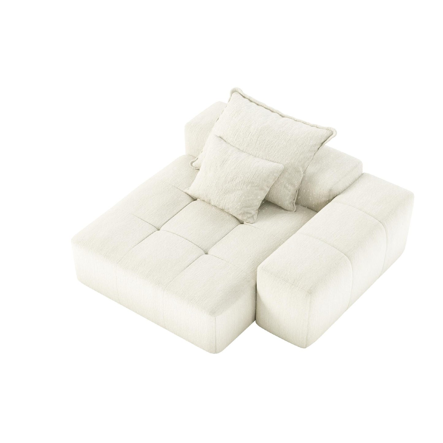 56.7 Foam 2-Seater Sofa Block Sofa with 2 Pillows for Living Room and Bedroom