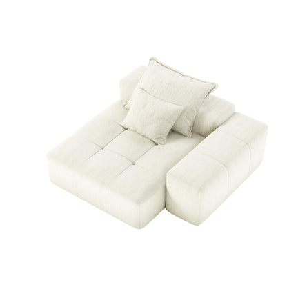 56.7 Foam 2-Seater Sofa Block Sofa with 2 Pillows for Living Room and Bedroom