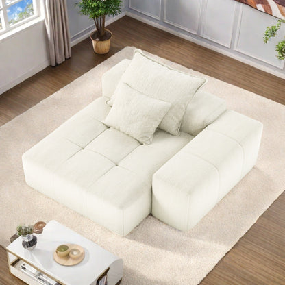 56.7 Foam 2-Seater Sofa Block Sofa with 2 Pillows for Living Room and Bedroom