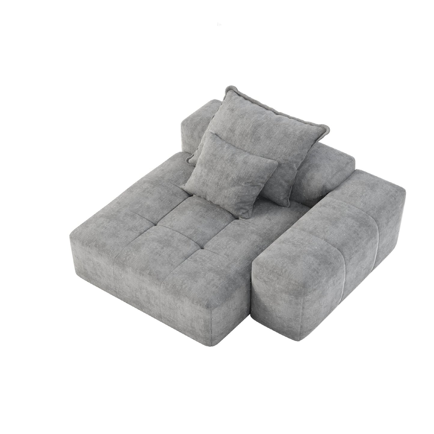 56.7 Foam 2-Seater Sofa Block Sofa with 2 Pillows for Living Room and Bedroom