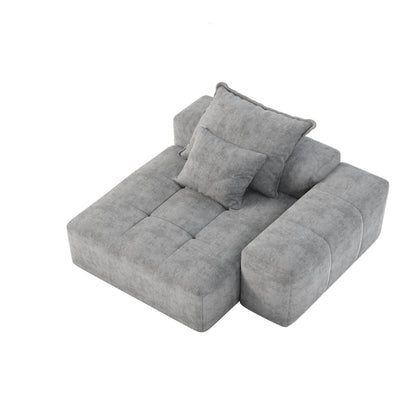 56.7 Foam 2-Seater Sofa Block Sofa with 2 Pillows for Living Room and Bedroom