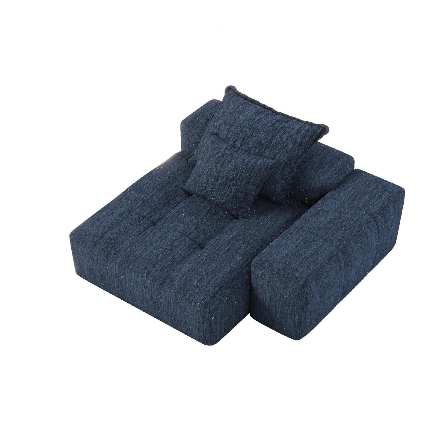 56.7 Foam 2-Seater Sofa Block Sofa with 2 Pillows for Living Room and Bedroom