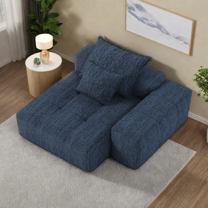 56.7 Foam 2-Seater Sofa Block Sofa with 2 Pillows for Living Room and Bedroom