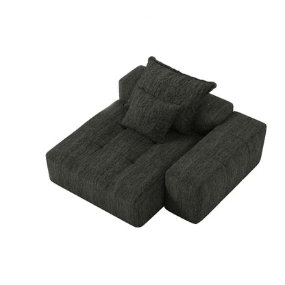 56.7 Foam 2-Seater Sofa Block Sofa with 2 Pillows for Living Room and Bedroom