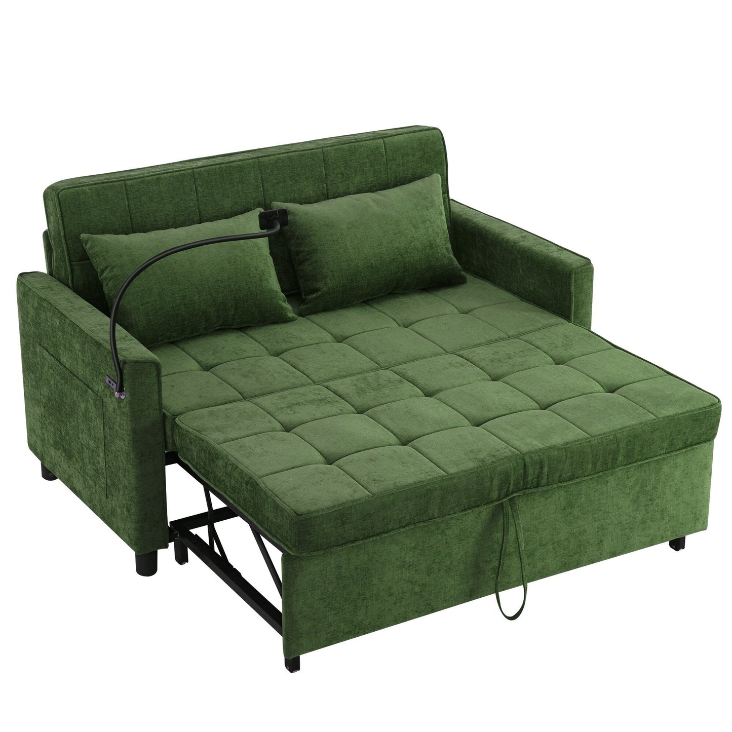 56.9 W Chenille Sleeper Sofa with USB Ports Pull-out Sofa Bed