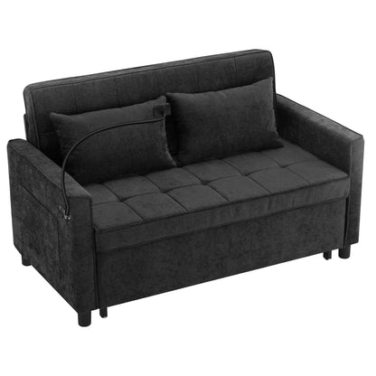 56.9 W Chenille Sleeper Sofa with USB Ports Pull-out Sofa Bed