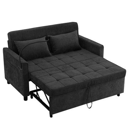 56.9 W Chenille Sleeper Sofa with USB Ports Pull-out Sofa Bed