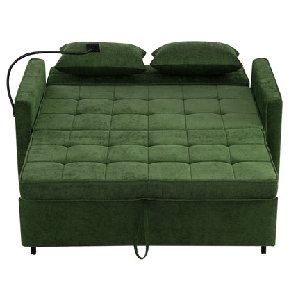 56.9 W Chenille Sleeper Sofa with USB Ports Pull-out Sofa Bed