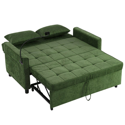 56.9 W Chenille Sleeper Sofa with USB Ports Pull-out Sofa Bed
