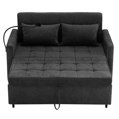 56.9 W Chenille Sleeper Sofa with USB Ports Pull-out Sofa Bed