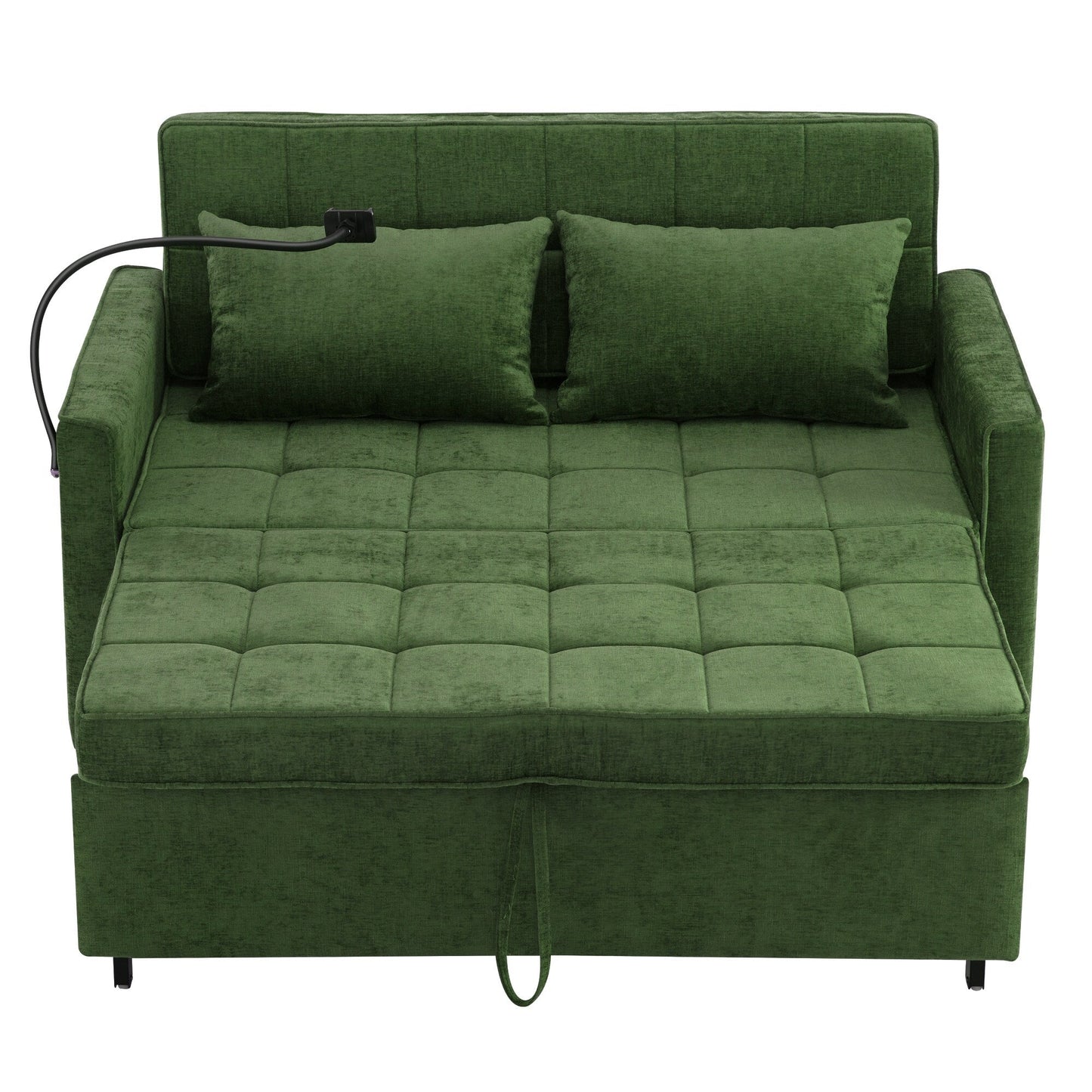 56.9 W Chenille Sleeper Sofa with USB Ports Pull-out Sofa Bed
