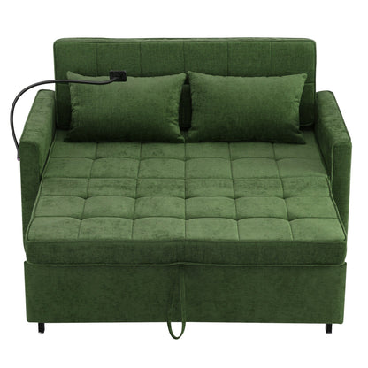 56.9 W Chenille Sleeper Sofa with USB Ports Pull-out Sofa Bed