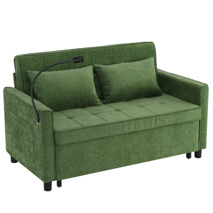 56.9 W Chenille Sleeper Sofa with USB Ports Pull-out Sofa Bed