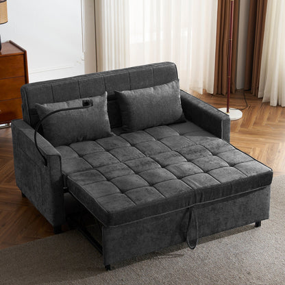 56.9 W Chenille Sleeper Sofa with USB Ports Pull-out Sofa Bed