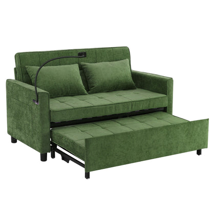 56.9 W Chenille Sleeper Sofa with USB Ports Pull-out Sofa Bed