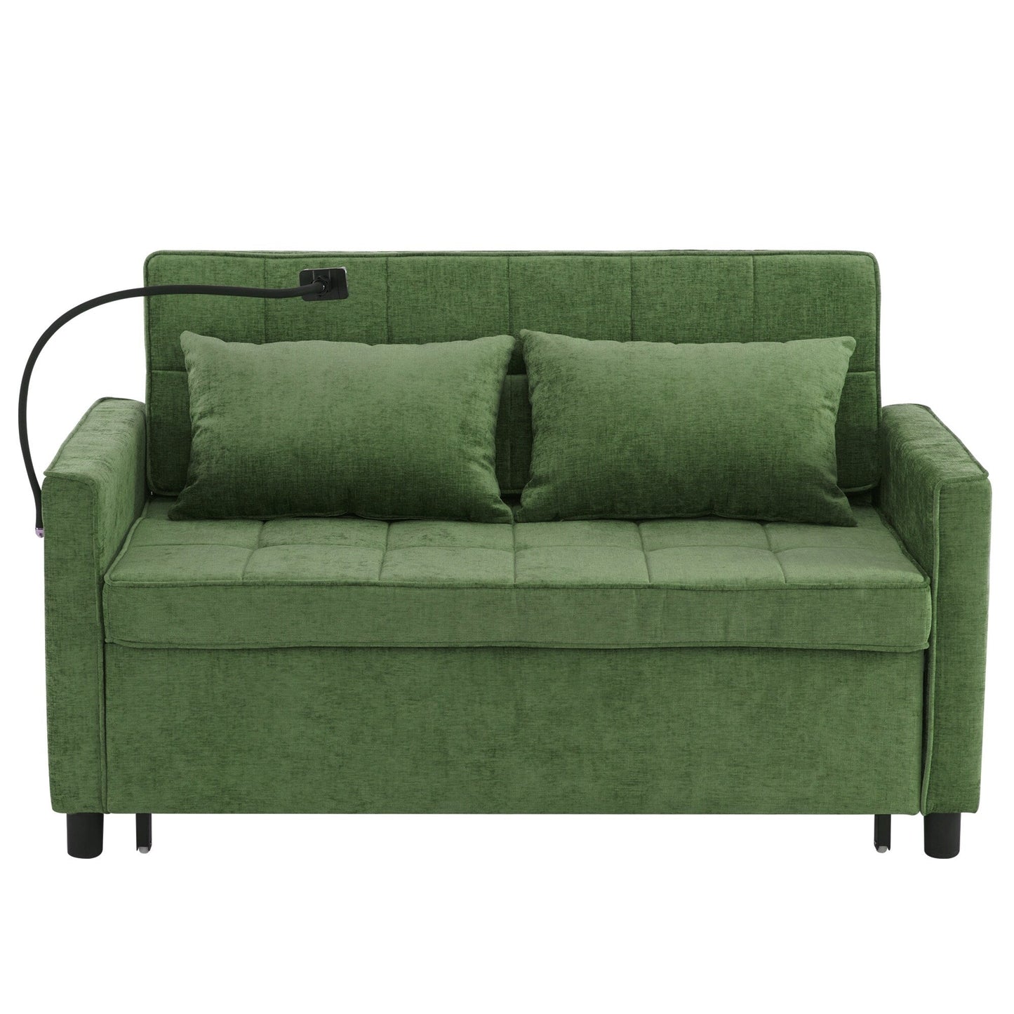 56.9 W Chenille Sleeper Sofa with USB Ports Pull-out Sofa Bed
