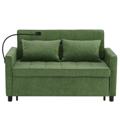 56.9 W Chenille Sleeper Sofa with USB Ports Pull-out Sofa Bed