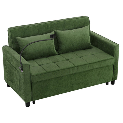 56.9 W Chenille Sleeper Sofa with USB Ports Pull-out Sofa Bed
