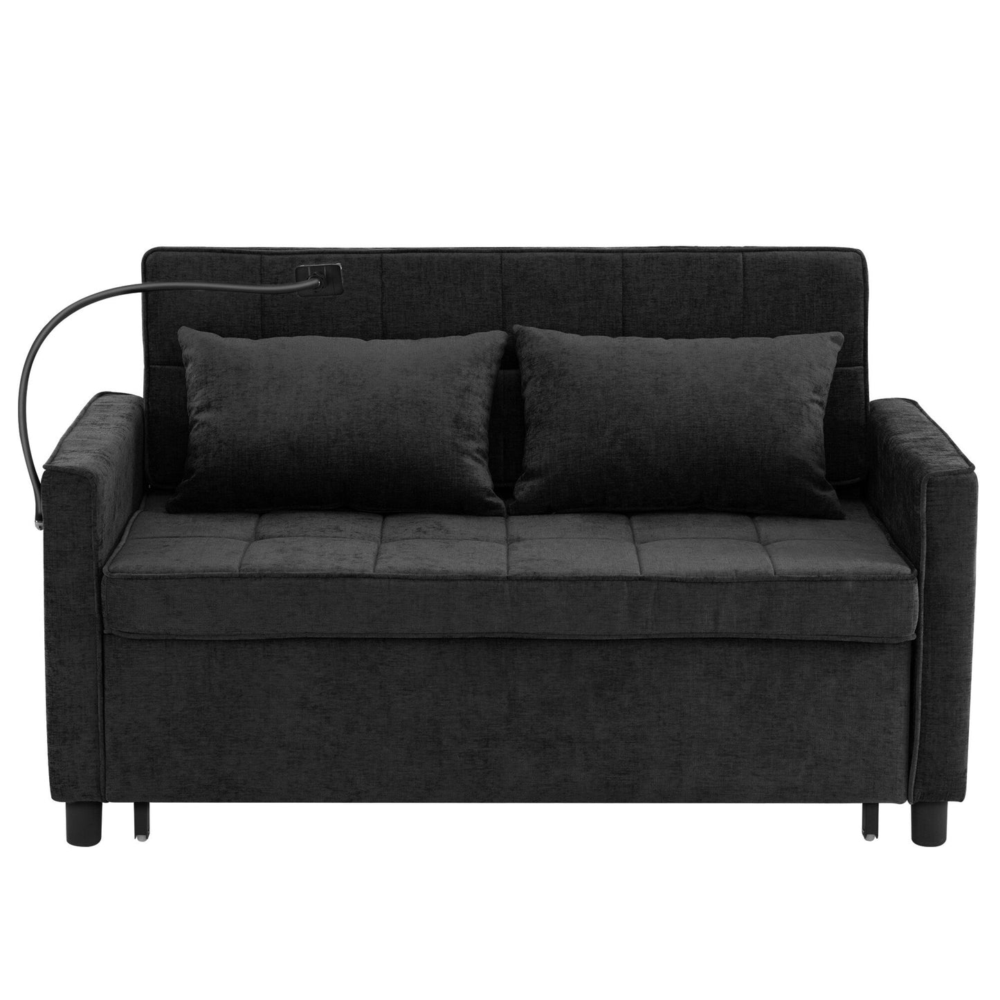 56.9 W Chenille Sleeper Sofa with USB Ports Pull-out Sofa Bed