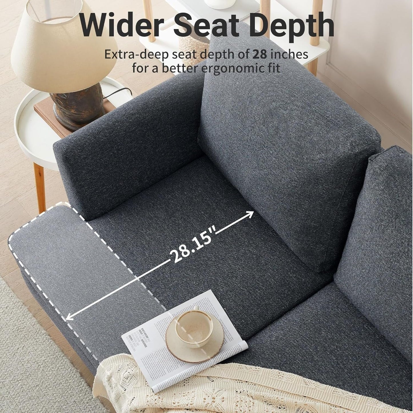 56 Mid Century Loveseat Sofa - Upholstered 2-Seater Small Couch for Living Room, Bedroom & Apartment, Space Saving Design