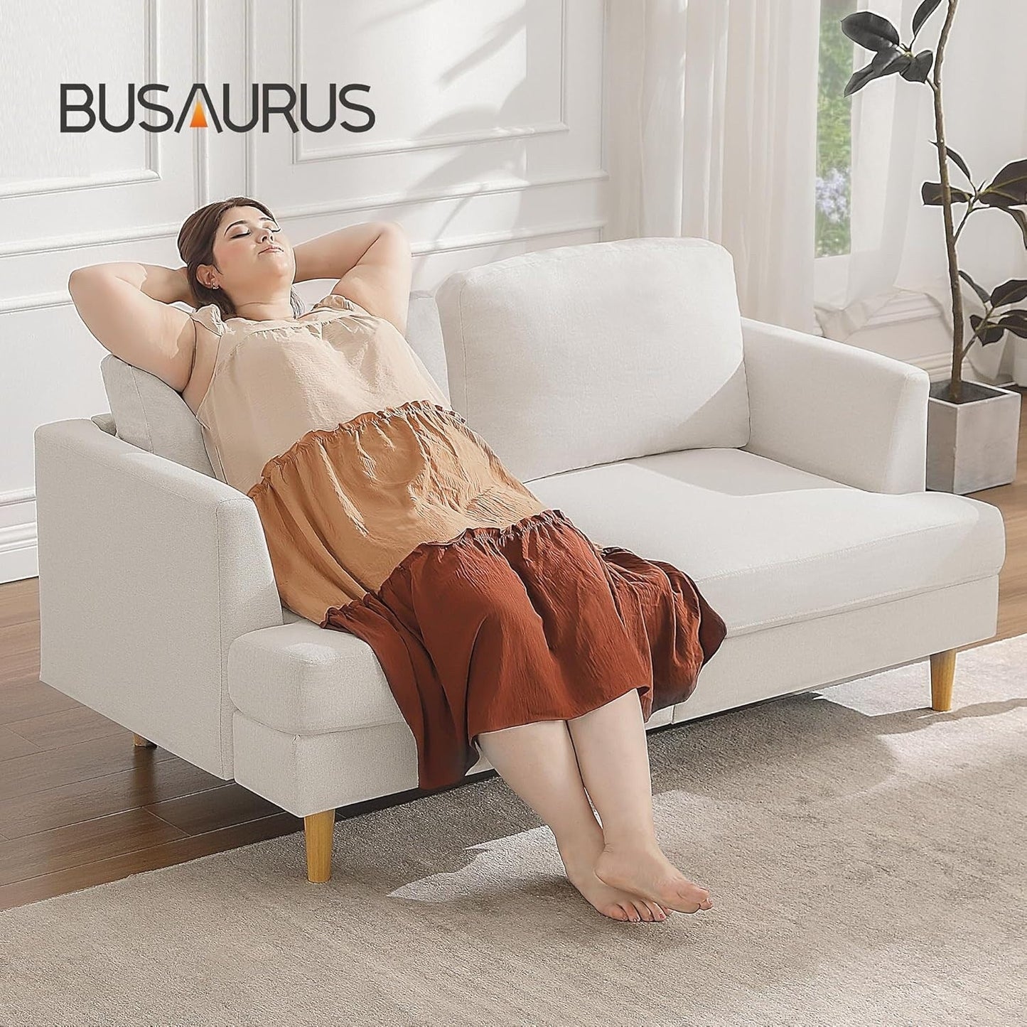 56 Mid Century Loveseat Sofa - Upholstered 2-Seater Small Couch for Living Room, Bedroom & Apartment, Space Saving Design