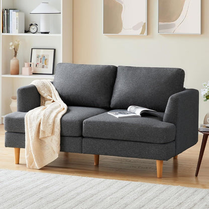 56 Mid Century Loveseat Sofa - Upholstered 2-Seater Small Couch for Living Room, Bedroom & Apartment, Space Saving Design