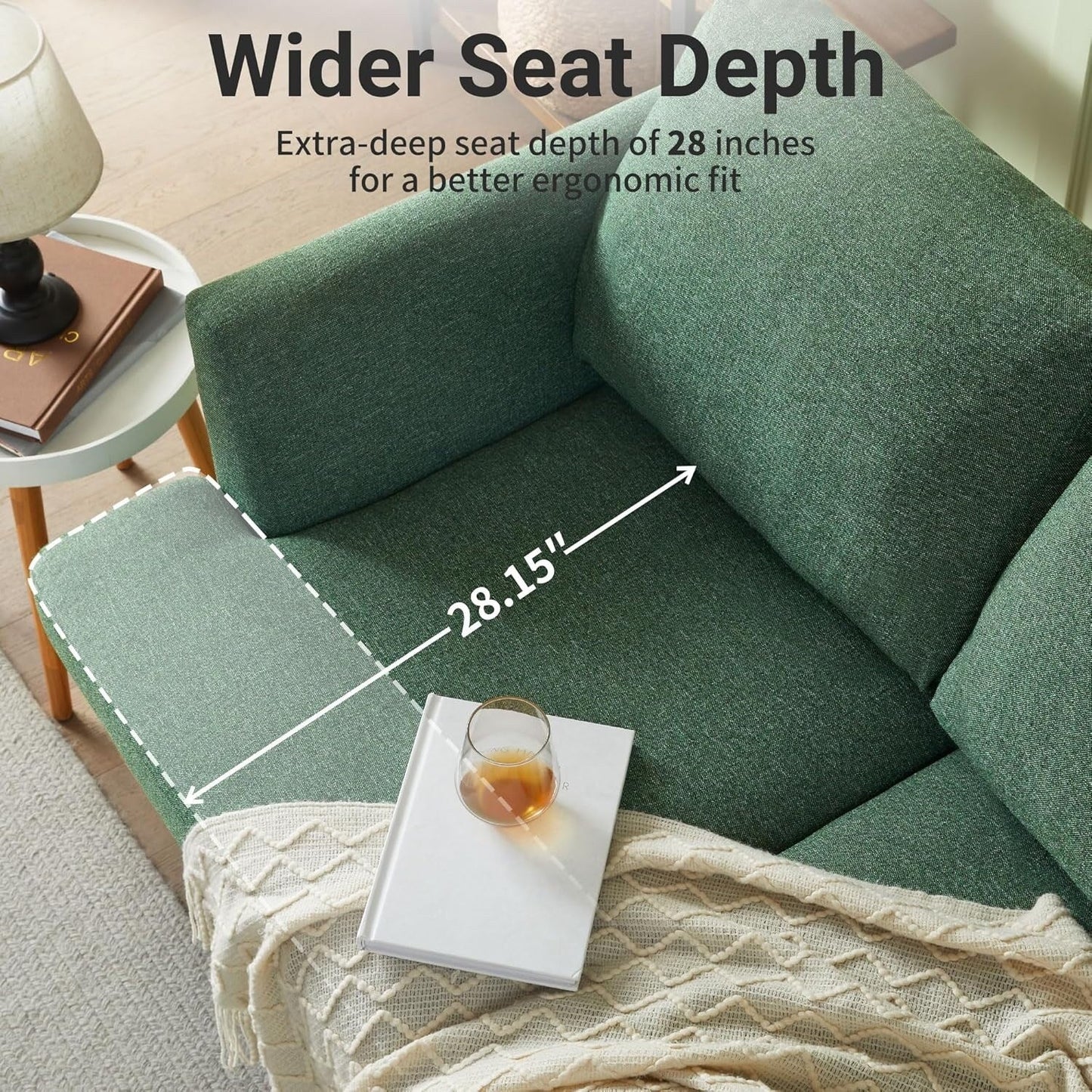 56 Mid Century Loveseat Sofa - Upholstered 2-Seater Small Couch for Living Room, Bedroom & Apartment, Space Saving Design