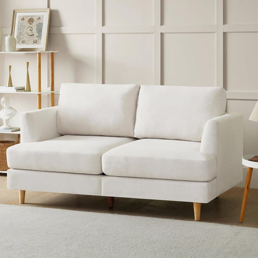 56 Mid Century Loveseat Sofa - Upholstered 2-Seater Small Couch for Living Room, Bedroom & Apartment, Space Saving Design