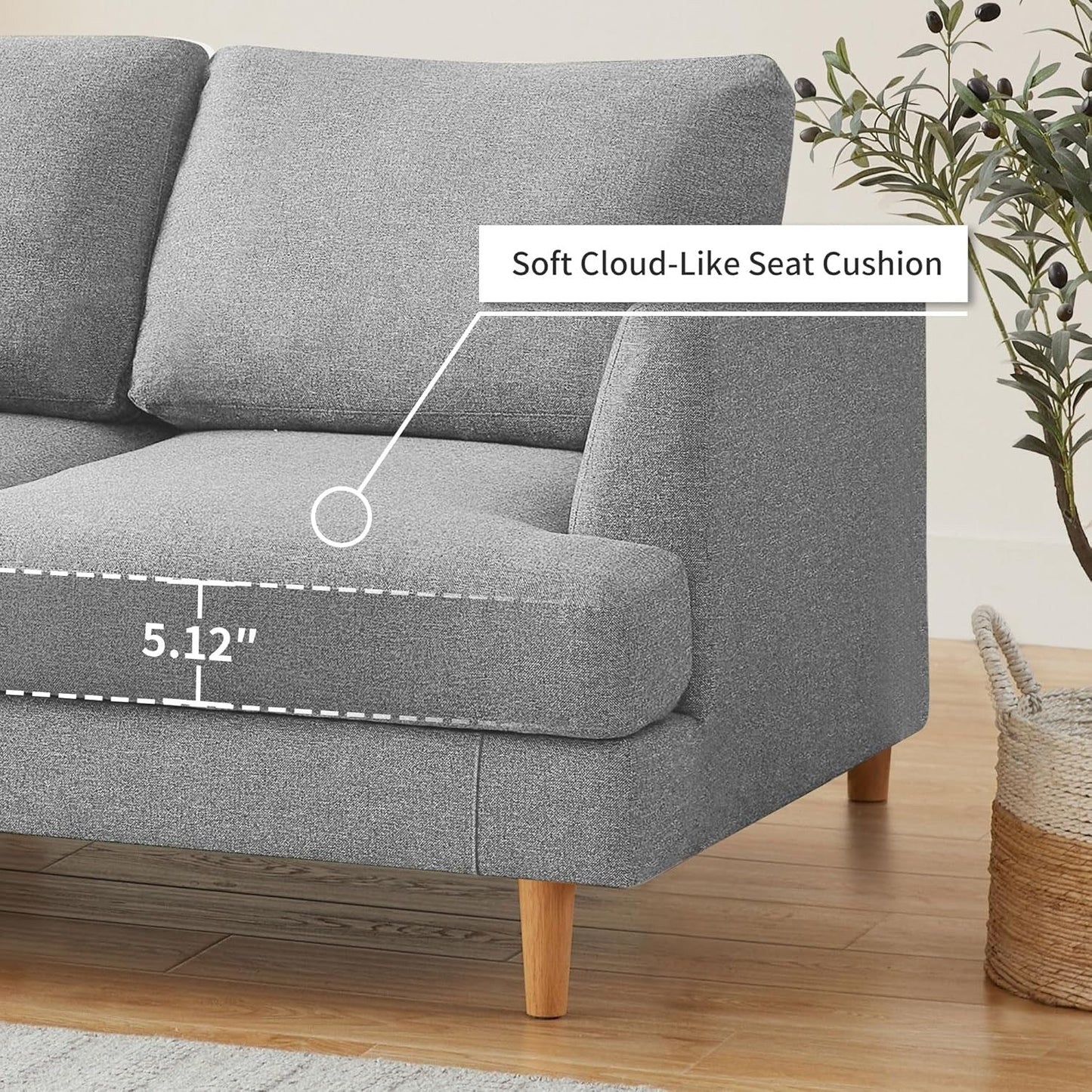 56 Mid Century Loveseat Sofa - Upholstered 2-Seater Small Couch for Living Room, Bedroom & Apartment, Space Saving Design
