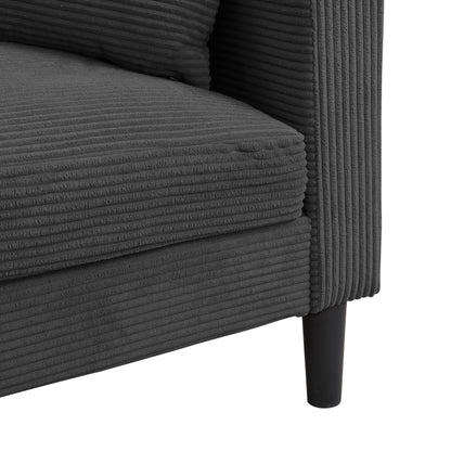 57 inch High Resilience Loveseat Wooden Frame 2 Seat Comfy Small Space Modern Upholstered Dark Gray
