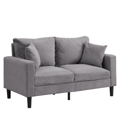 57 inch High Resilience Loveseat Wooden Frame 2 Seat Comfy Small Space Modern Upholstered Light Gray