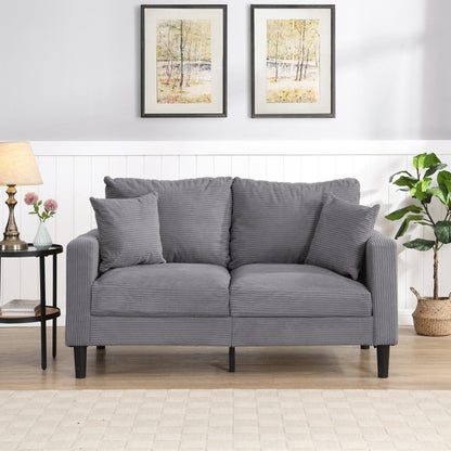 57 inch High Resilience Loveseat Wooden Frame 2 Seat Comfy Small Space Modern Upholstered Light Gray