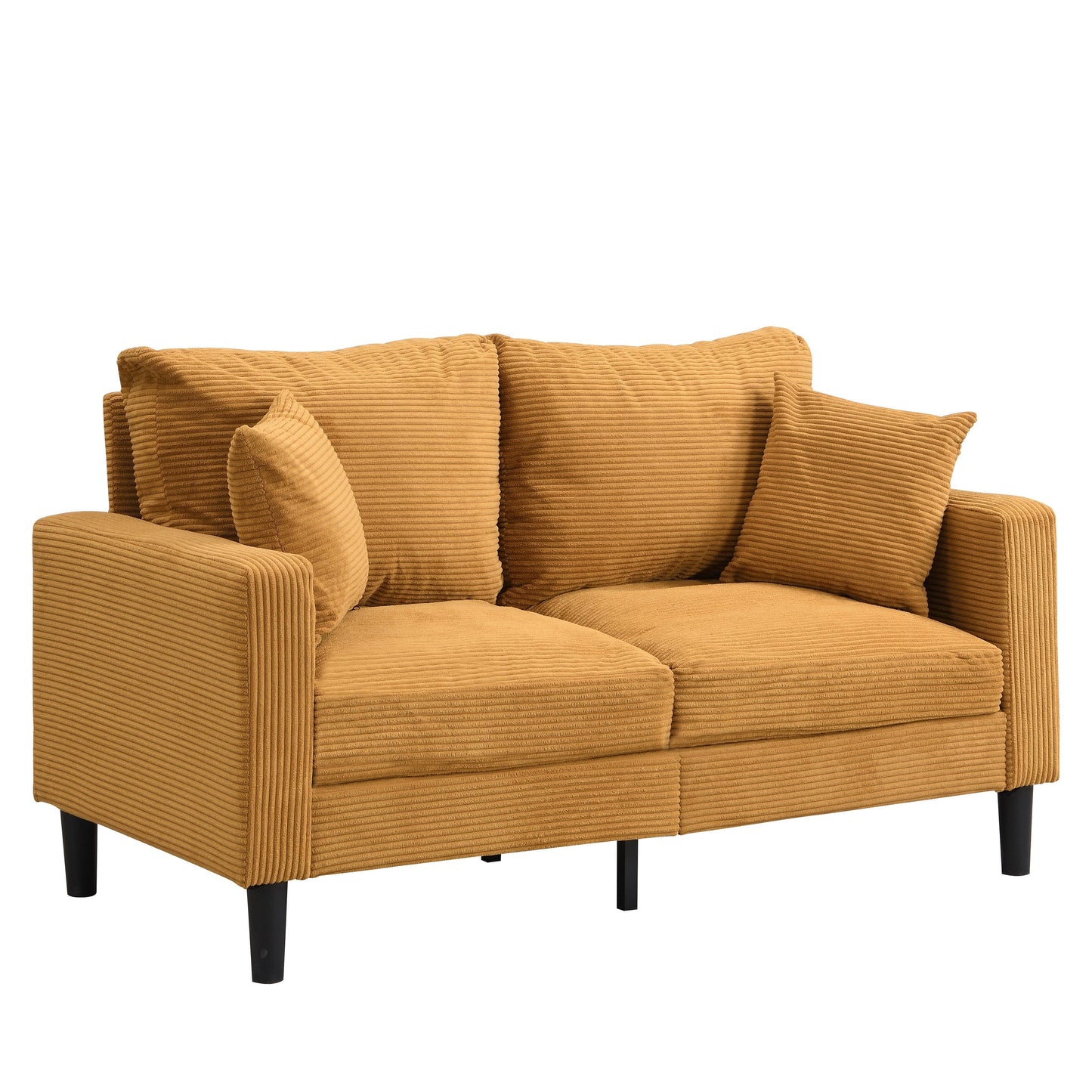 57 inch High Resilience Loveseat Wooden Frame 2 Seat Comfy Small Space Modern Upholstered Orange