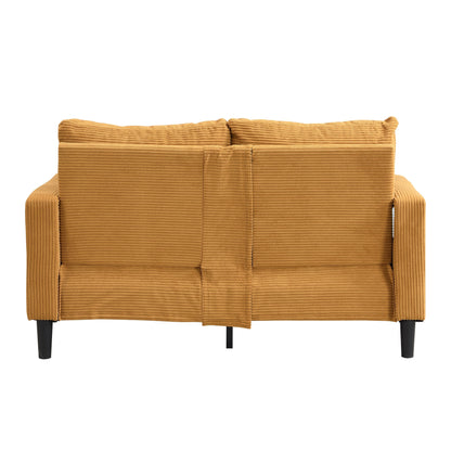 57 inch High Resilience Loveseat Wooden Frame 2 Seat Comfy Small Space Modern Upholstered Orange