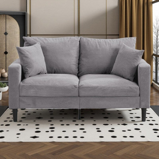 57.9 Corduroy Loveseat Sofa with Wooden Frame, High-Resilience Sponge, and Space-Saving Design