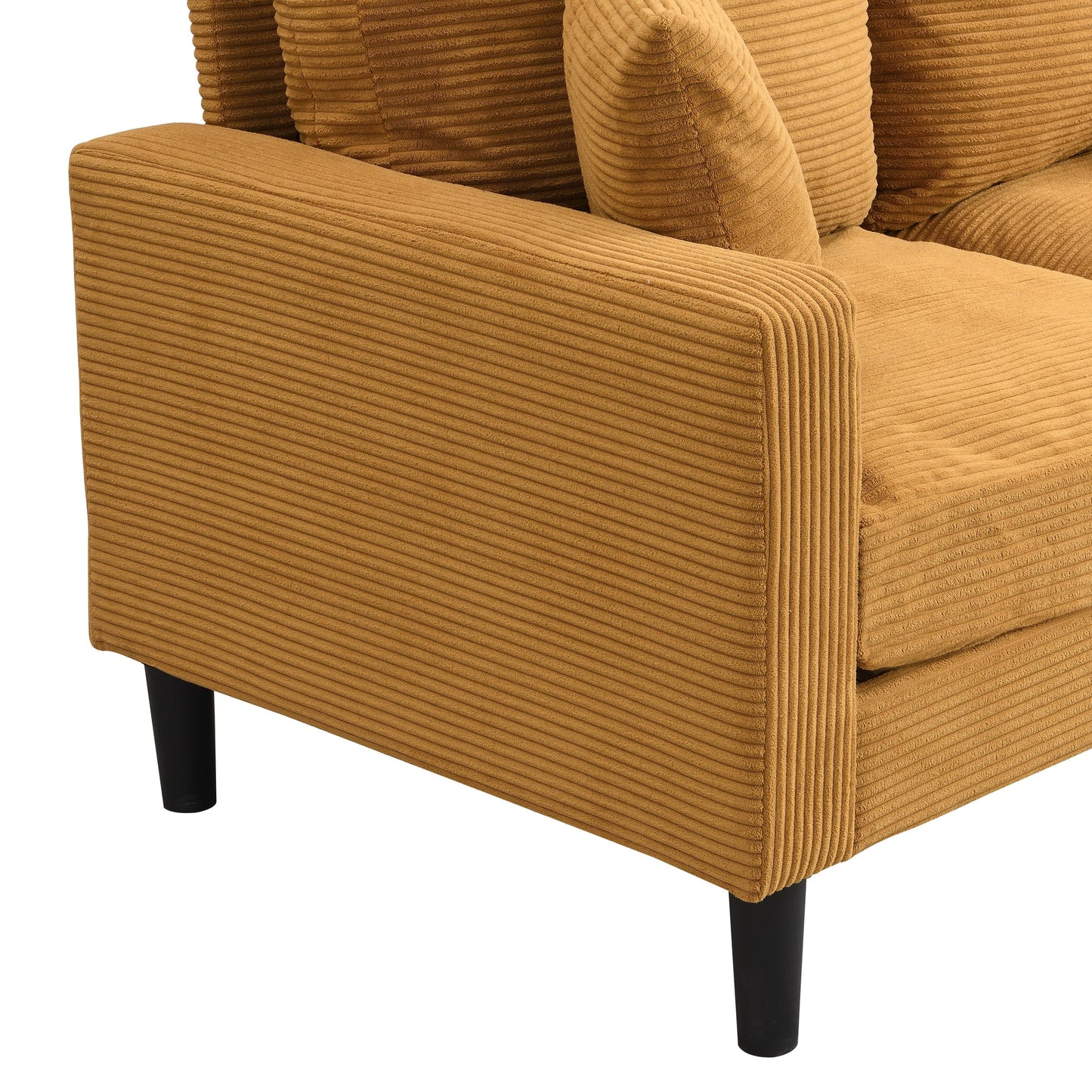57.9 Corduroy Loveseat Sofa with Wooden Frame, High-Resilience Sponge, and Space-Saving Design