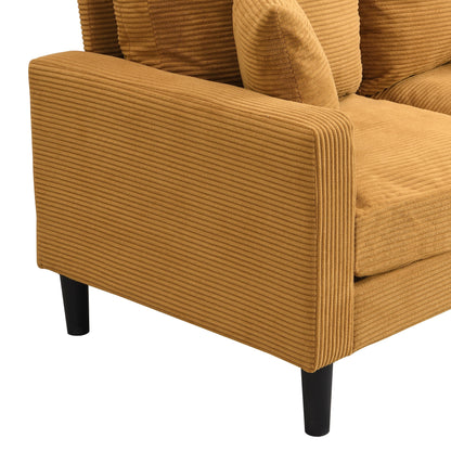 57.9 Corduroy Loveseat Sofa with Wooden Frame, High-Resilience Sponge, and Space-Saving Design