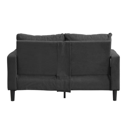57.9 Corduroy Loveseat Sofa with Wooden Frame, High-Resilience Sponge, and Space-Saving Design