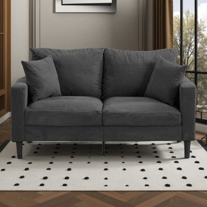 57.9 Corduroy Loveseat Sofa with Wooden Frame, High-Resilience Sponge, and Space-Saving Design
