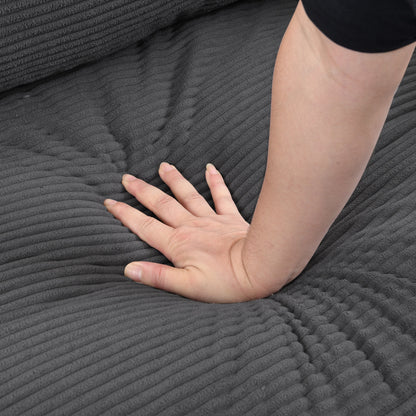 57.9 Corduroy Loveseat Sofa with Wooden Frame, High-Resilience Sponge, and Space-Saving Design