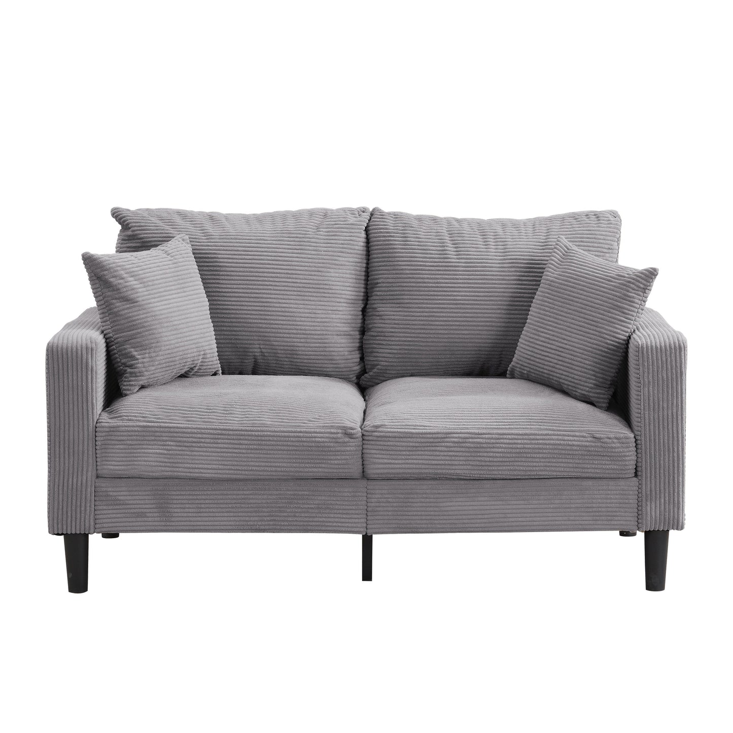57.9 Corduroy Loveseat Sofa with Wooden Frame, High-Resilience Sponge, and Space-Saving Design
