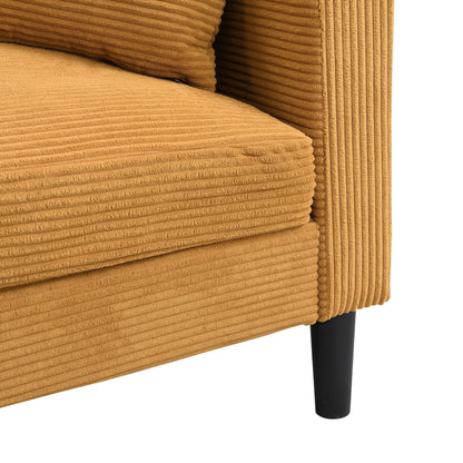 57.9 Corduroy Loveseat Sofa with Wooden Frame, High-Resilience Sponge, and Space-Saving Design
