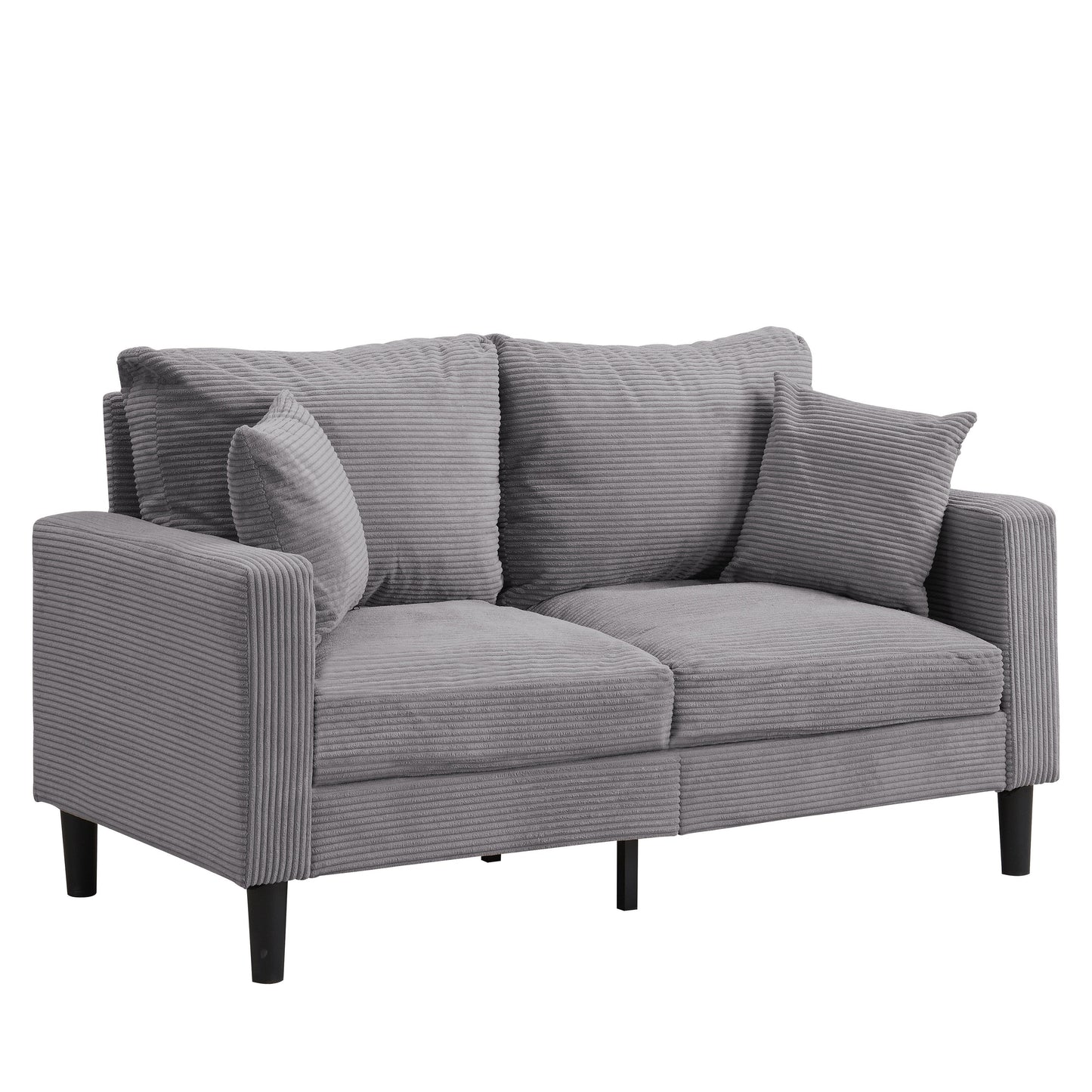 57.9 Corduroy Loveseat Sofa with Wooden Frame, High-Resilience Sponge, and Space-Saving Design