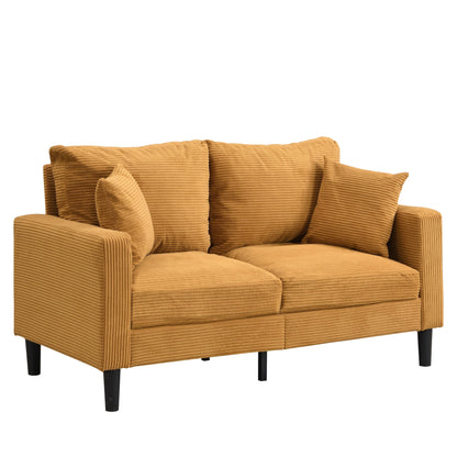 57.9 Corduroy Loveseat Sofa with Wooden Frame, High-Resilience Sponge, and Space-Saving Design