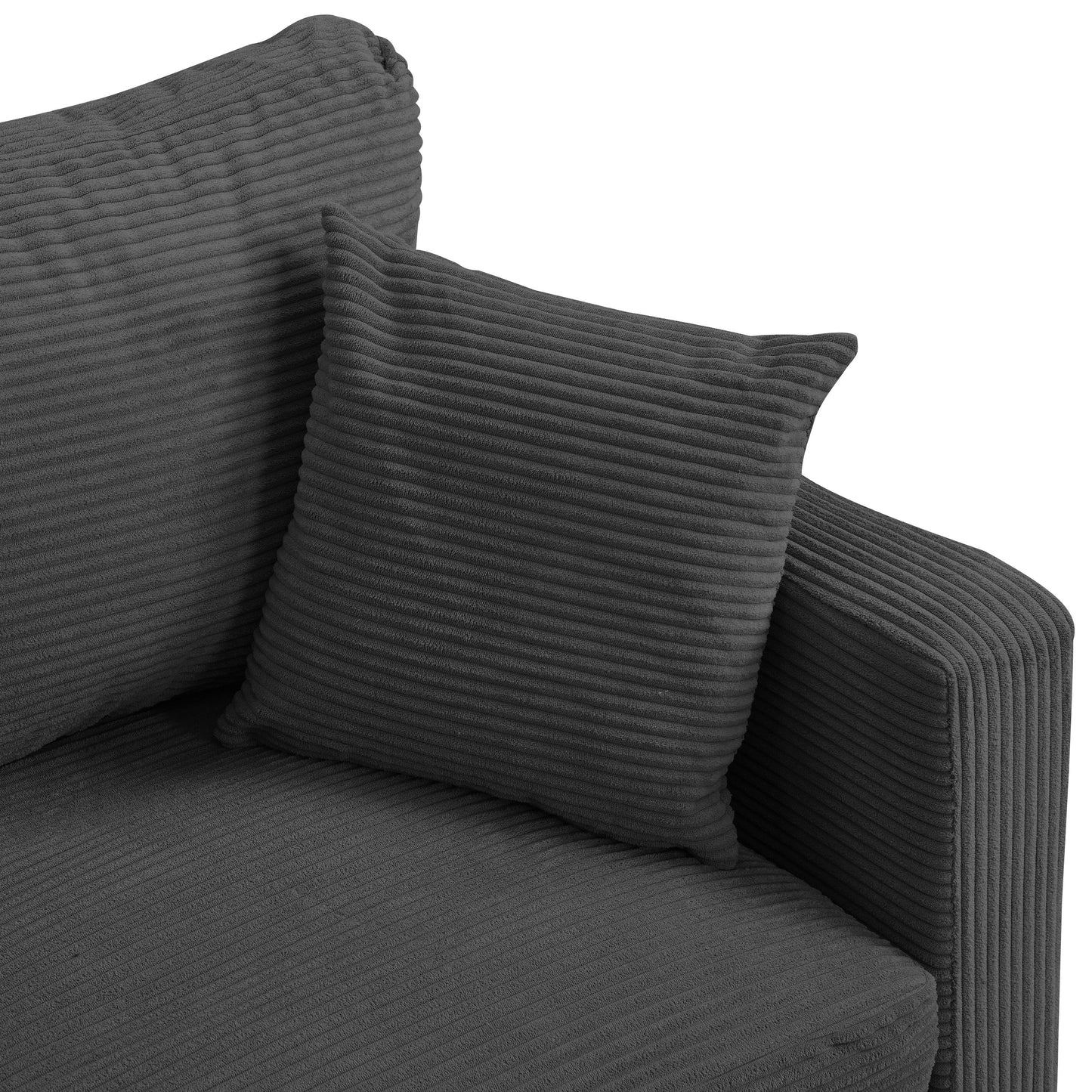 57.9 Corduroy Loveseat Sofa with Wooden Frame, High-Resilience Sponge, and Space-Saving Design