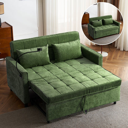 57 Convertible Sleeper Loveseat - Space-Saving Sofa Bed with USB Charging Hub, Reversible Backrest & Smart Storage Solutions